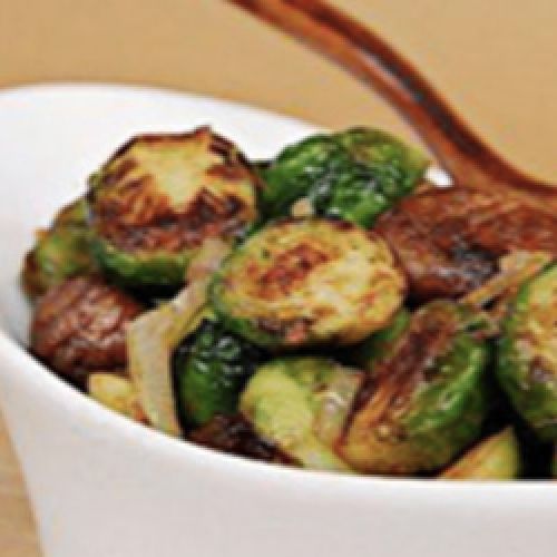 Maple-Glazed Brussels Sprouts with Chestnuts and Apples